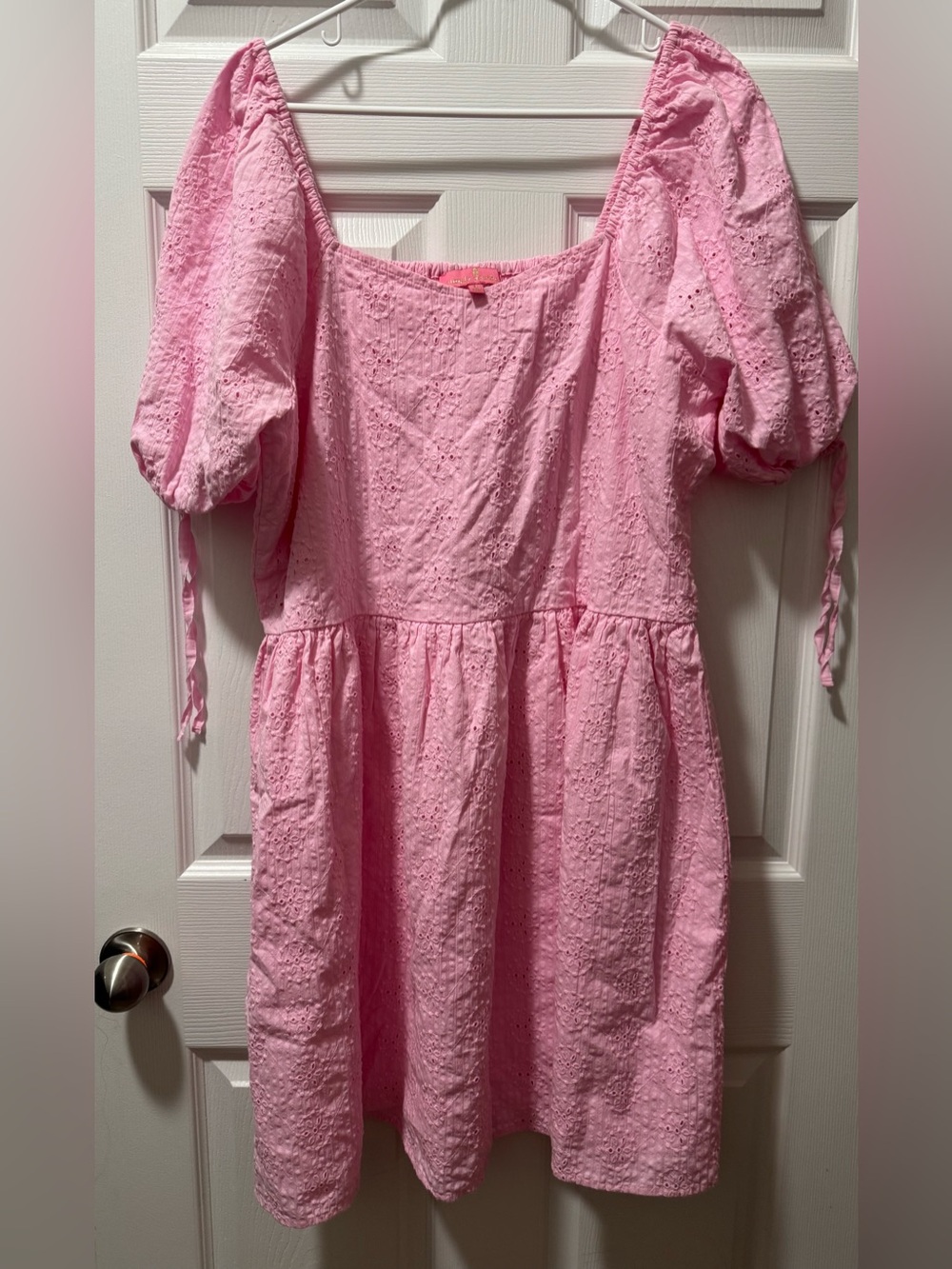 Simply Southern Pink Eyelet Top with Ruffled Neckline